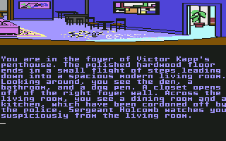Perry Mason: The Case of the Mandarin Murder (Commodore 64) screenshot: You are in the foyer of Victor Kapp's penthouse.