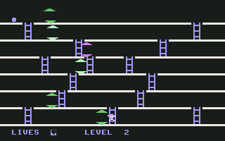 Climber 5 (Commodore 64) screenshot: Jumping through a moving item
