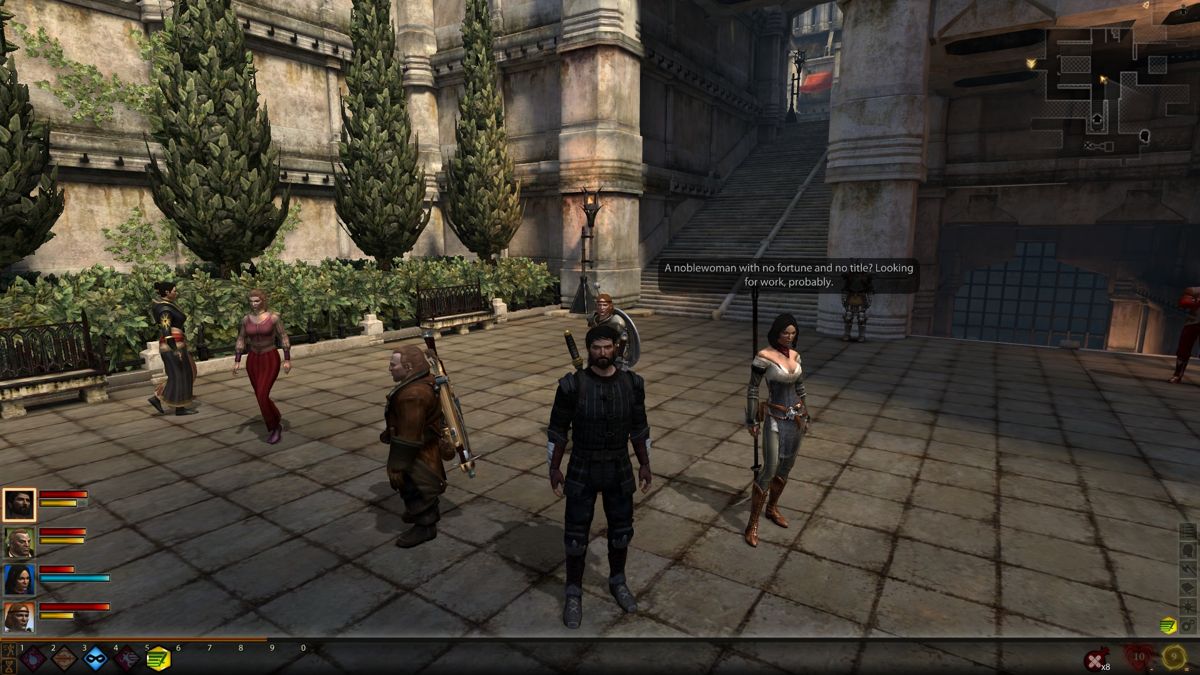 Dragon Age II (Windows) screenshot: Characters always have something to say each other