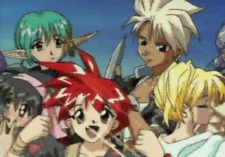 Yūkyū Gensōkyoku (Genteiban!!) (SEGA Saturn) screenshot: Full cast of characters