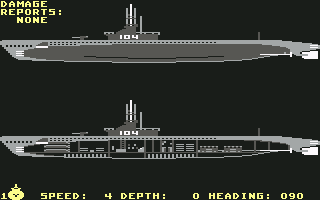 Silent Service (Commodore 64) screenshot: Damage report