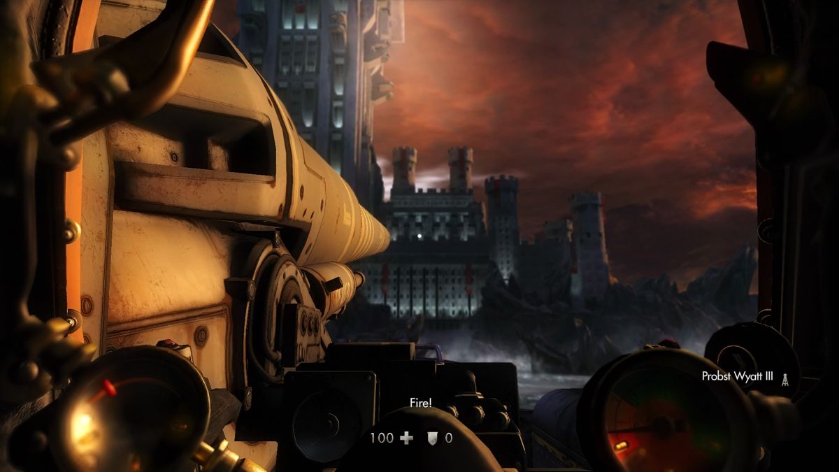Wolfenstein: The New Order (PlayStation 4) screenshot: Assault on Deathshand's castle... this time should be final