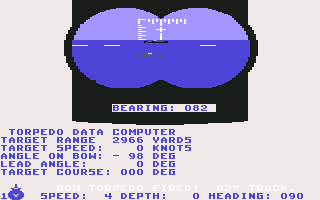 Silent Service (Commodore 64) screenshot: Torpedo away!