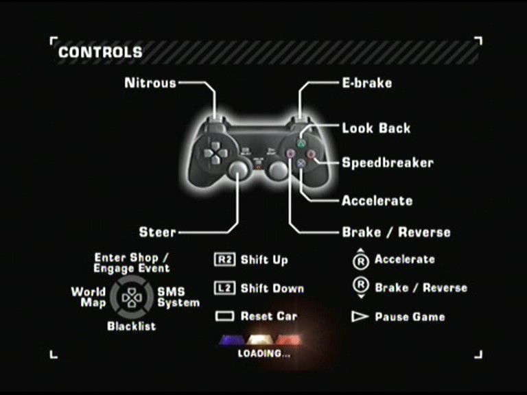 Need for Speed: Most Wanted (PlayStation 2) screenshot: Controls