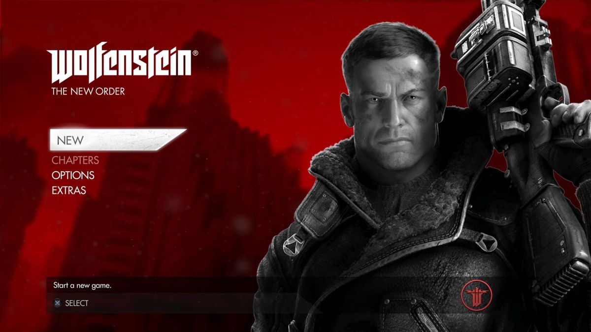 Wolfenstein: The New Order (PlayStation 4) screenshot: Main menu
