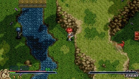 Ys I & II Chronicles (PSP) screenshot: Ys I: There's a chest over there, but I don't see a way to get it right now