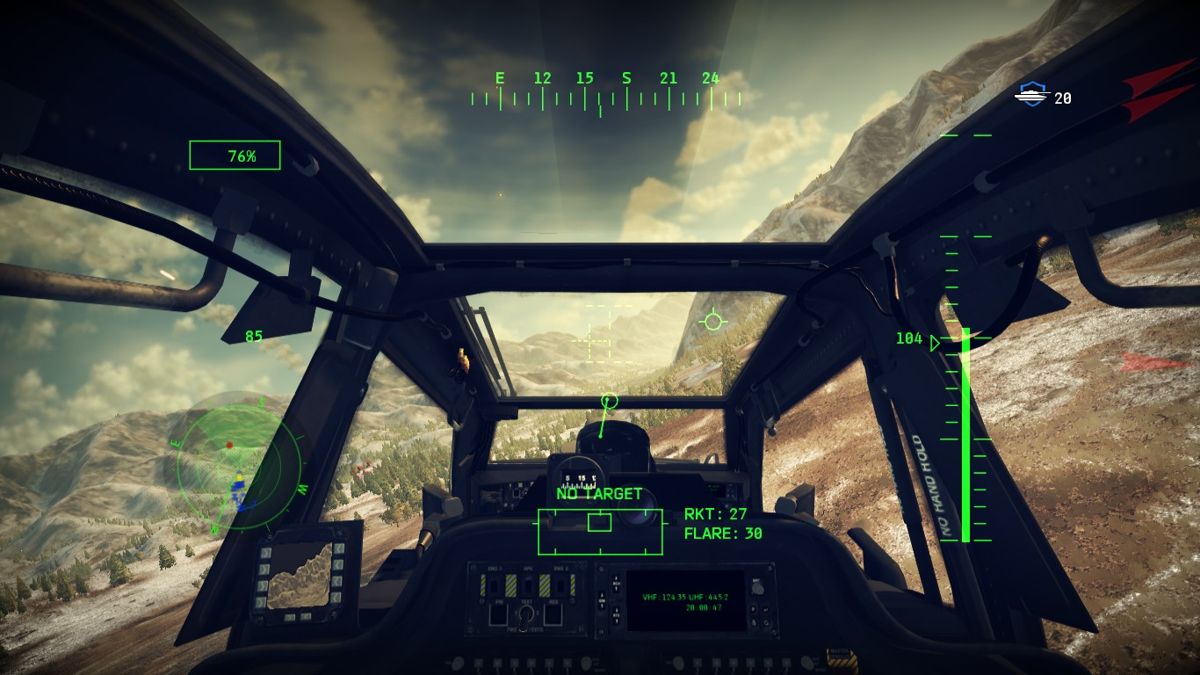 Apache Air Assault (Windows) screenshot: AH-64D pilot cockpit.
