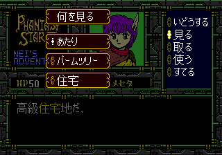 Phantasy Star II Text Adventure: Nei no Bōken (Genesis) screenshot: Looking around an area