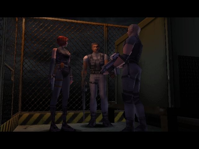 Dino Crisis (Windows) screenshot: The S.O.R.T. team arriving at the facility.