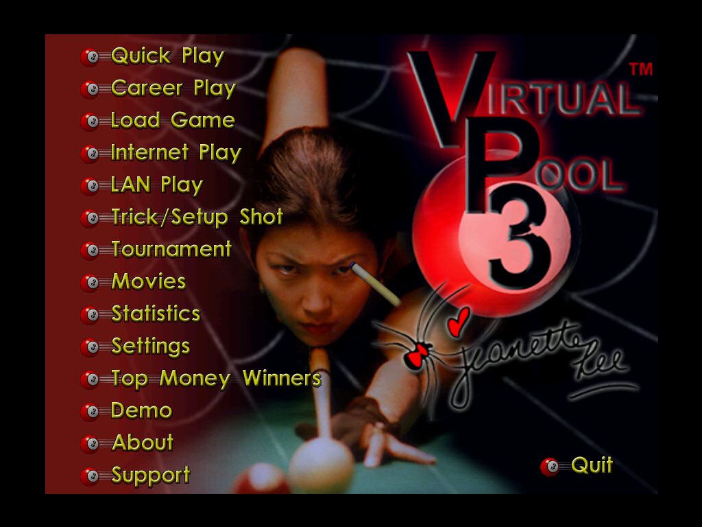 Virtual Pool 3 (Windows) screenshot: Main menu