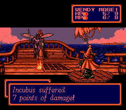 Shining Force CD (SEGA CD) screenshot: Wendy Casts Blaze Level 1!