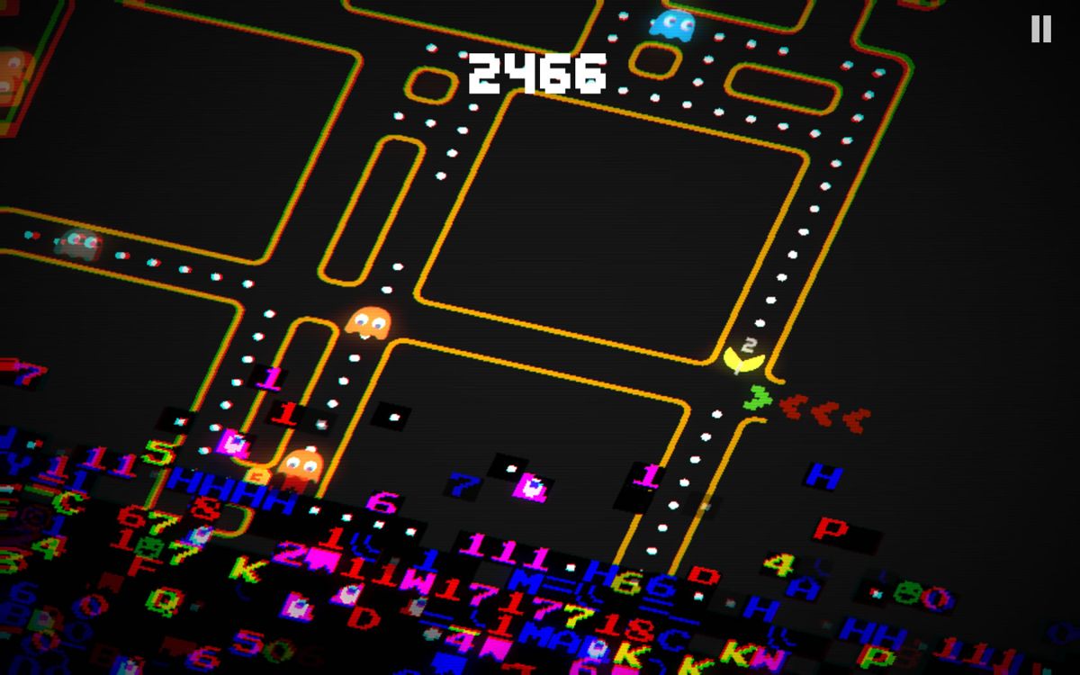 Pac-Man 256 (Windows) screenshot: The glitch always approaches from below.