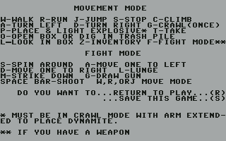 Aztec (Commodore 64) screenshot: Help if you need it