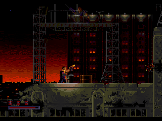 Demolition Man (SEGA CD) screenshot: Shooting through the prologue level.