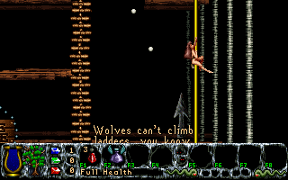 Inner Worlds (DOS) screenshot: Climbing a pole