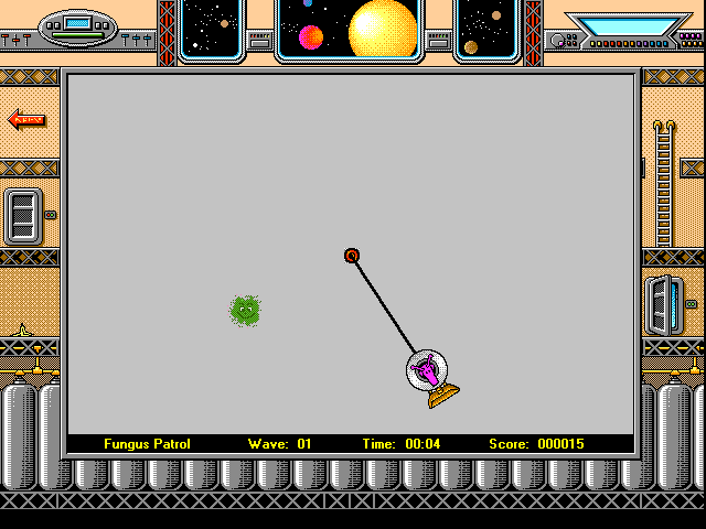 Alien Arcade (Windows 16-bit) screenshot: <i>Fungus Patrol</i>: gameplay