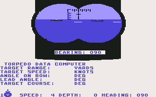 Silent Service (Commodore 64) screenshot: Looking through the periscope