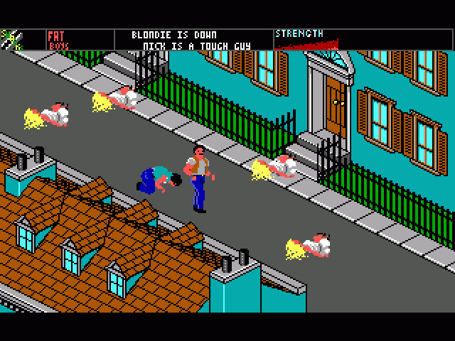 Street Fighting Man (DOS) screenshot: Nick leaves a trail of bodies in his wake