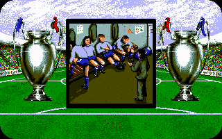 Euro Soccer (DOS) screenshot: Before the match with the coach (VGA)