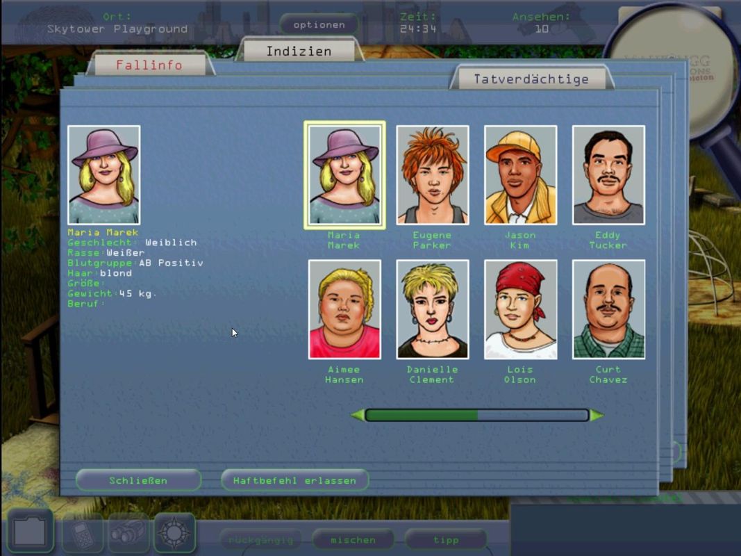 Mahjongg Investigations: Under Suspicion (Windows) screenshot: Suspects