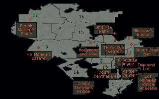 Daryl F. Gates Police Quest: Open Season (DOS) screenshot: LA map from the floppy version