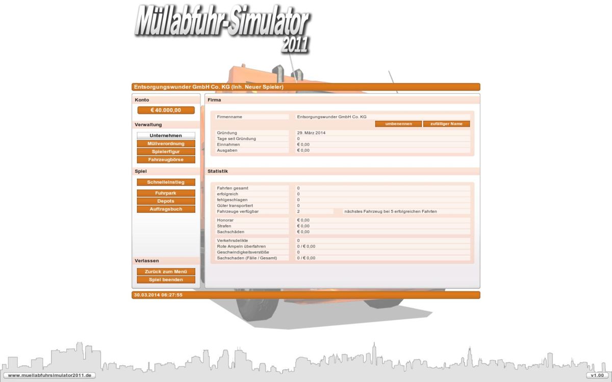 Garbage Truck Simulator (Windows) screenshot: Your company