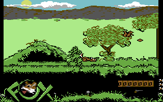 Foxx Fights Back (Commodore 64) screenshot: Dodge the acorns.