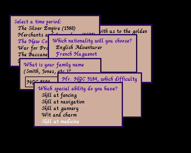 Sid Meier's Pirates! (Amiga) screenshot: Setting game options