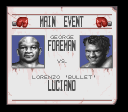 George Foreman's KO Boxing (SNES) screenshot: Match-up screen