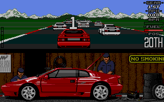 Lotus Esprit Turbo Challenge (Atari ST) screenshot: First race on the medium difficulty is located in Finland.