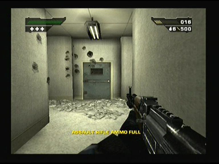 Black (PlayStation 2) screenshot: Every bullet ends up somewhere.