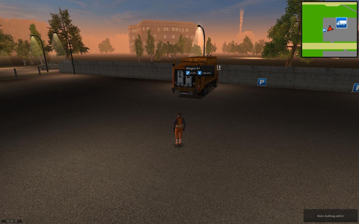 Garbage Truck Simulator (Windows) screenshot: Early in the morning
