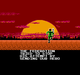Bionic Commando (NES) screenshot: Super Joe didn't make it back, will you?