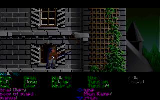 Indiana Jones and the Last Crusade: The Graphic Adventure (DOS) screenshot: Using your trusty whip!