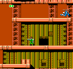 Bionic Commando (NES) screenshot: One of your objectives in every level is to find the communication rooms, marked with an antenna symbol