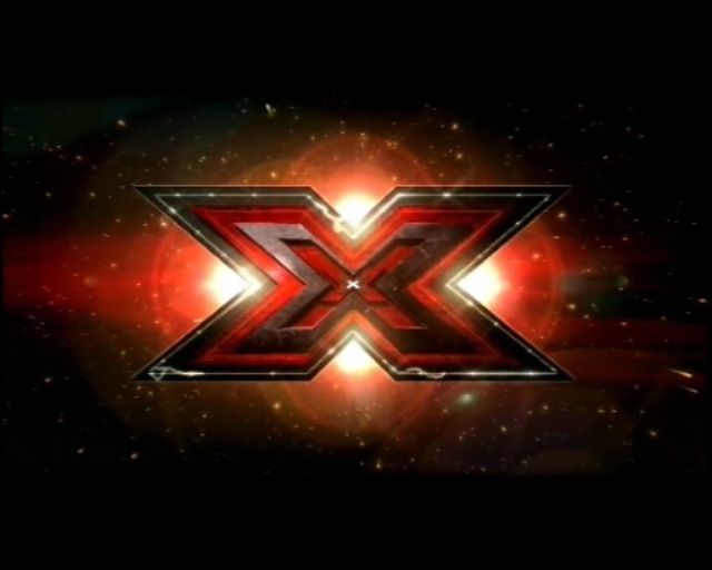 The X Factor Sing (PlayStation 2) screenshot: The animated introduction consists of a short burst of the TV show's theme tune and a rapidly changing 'X'. It culminates in a lot of young ladies cheering & waving