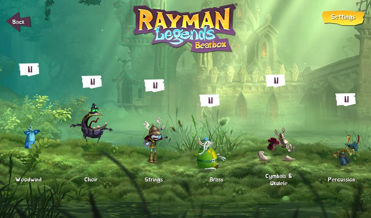 Rayman Legends: Beatbox (Android) screenshot: Playing with the samples of the third song.