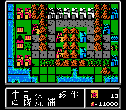 Famicom Wars (NES) screenshot: One particular map