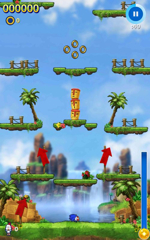 Sonic Jump Fever (Android) screenshot: The start of a run with 40 seconds