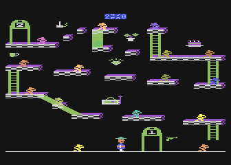 Bounty Bob Strikes Back! (Atari 8-bit) screenshot: Level 1 start