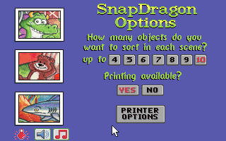 Snap Dragon (DOS) screenshot: Game Options