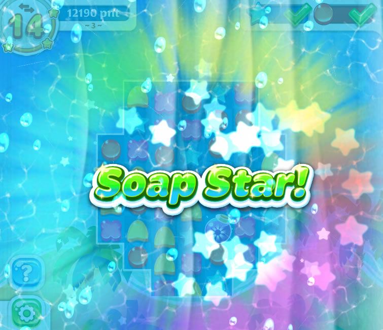 Scrubby Dubby Saga (Browser) screenshot: Soap Star! means the remaining moves are converted into chain reactions (Dutch version).