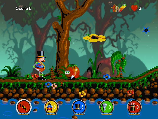 Tin Toy Adventure in the House of Fun (Windows) screenshot: First thing you see: a walking tomato
