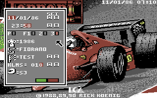 Ferrari Formula One (Commodore 64) screenshot: Main options
