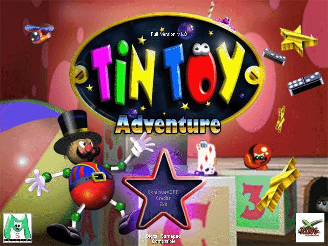 Tin Toy Adventure in the House of Fun (Windows) screenshot: Main menu