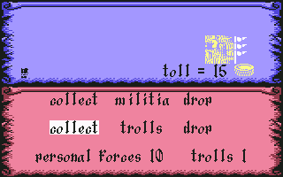 Betrayal (Commodore 64) screenshot: Collect or drop the troops?