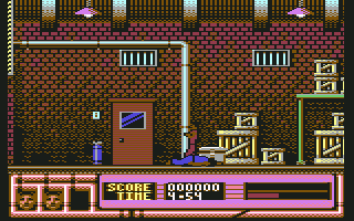 Beverly Hills Cop (Commodore 64) screenshot: Fighting a thug