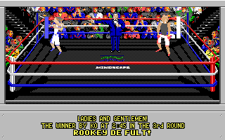 4-D Boxing (Amiga) screenshot: The winner is announced