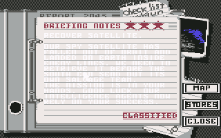 Battle Command (Commodore 64) screenshot: Briefing Notes
