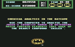 Batman (Commodore 64) screenshot: Level 3 Objective